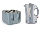 Kettle and Toaster Set Grey - 1.7L Jug Style Kettle & 4 Slice Wide Slot Toaster
