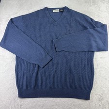 Vintage Norm Thompson LUXURY SILK CASHMERE Sweater Men L Blue Knit Y2K Old Money