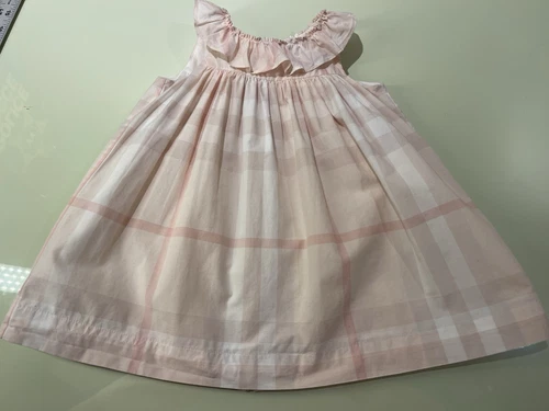 Abito bambina BURBERRY London 12m rosa nova check manica corta plissettato foderato