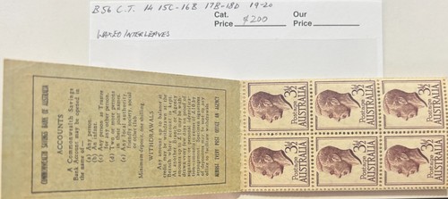 Commonwealth of Australia 1952-3 B56C.T WAX LEAVES 3½d KGVI booklet pink stitch - Bild 2 von 8