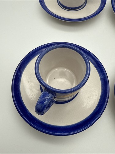 VTG Solimene Vietri Italy Blue/White Espresso/Tea Cup & Saucer ~Set Of 4 ~ - Picture 6 of 22