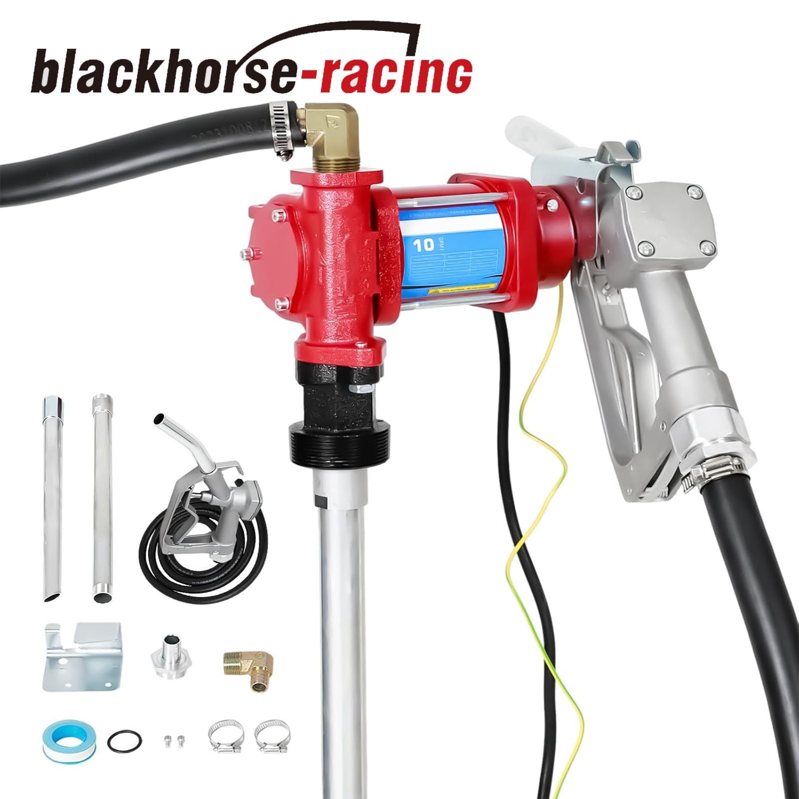 Red 10GPM 12V DC fuel transfer pump w/ Nozzle Kit For Gasoline Diesel New