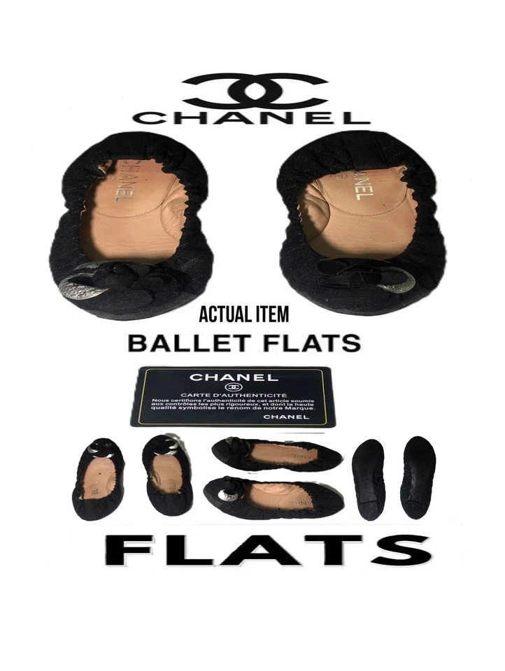 🛑CHANEL Designer FLATS Flower SANDALS Ballet SHOES Logo Comfort Quilted Fabric - Image 3 of 4