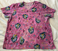 DISNEY TINKER BELL NURSE SCRUBS FAIRIE FROM PETER PAN ALMOST PERFECT PURPLE