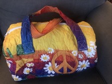 Vw Split Window Bus Quilted Duffel Bag Weekender Tote Carry Bag Flower Hippie