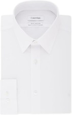 Calvin Klein Mens Slim Fit Stretch Dress Shirt in White Size XL