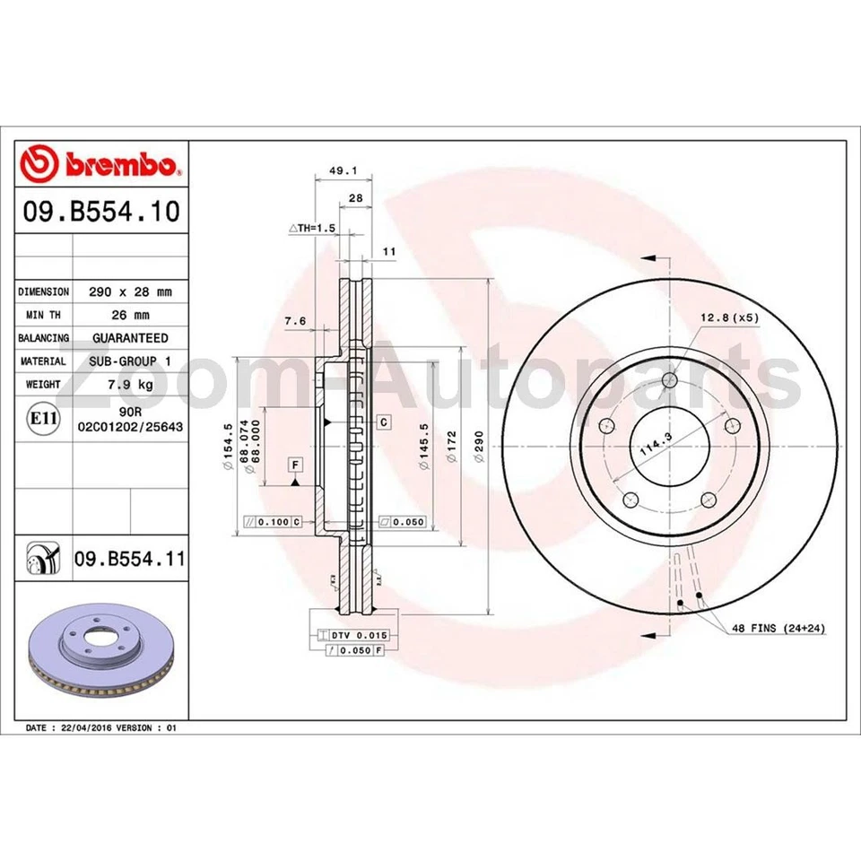 Kit de rotores de freno delanteros y pastillas de freno Brembo OE para Infiniti M45 2003 2004 Foto 4 de 4