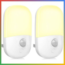 Motion Sensor Night Light Dimmable LED Plug In Warm White 2 Pack Indoor Safety