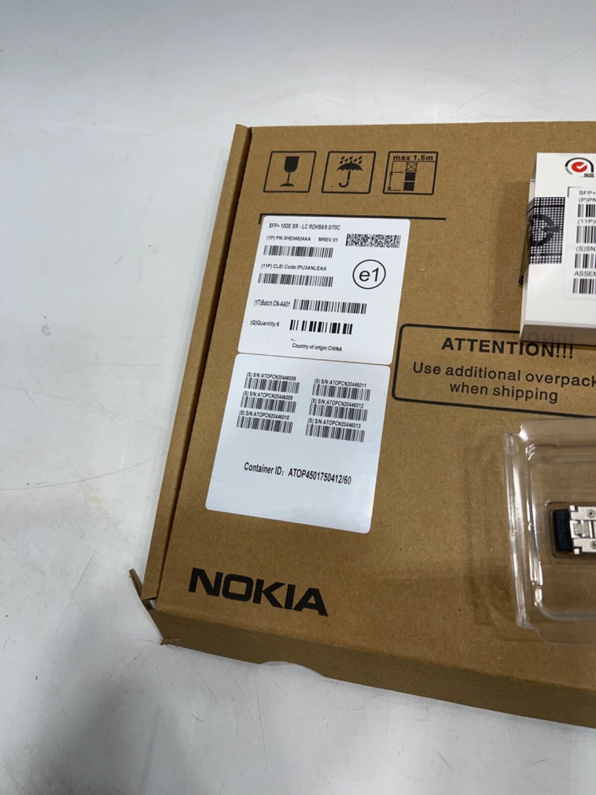 Alcatel-Lucent NOKIA 3HE04824AAAA01 SFP+ 10GE SR-LC ROSH 6/6 