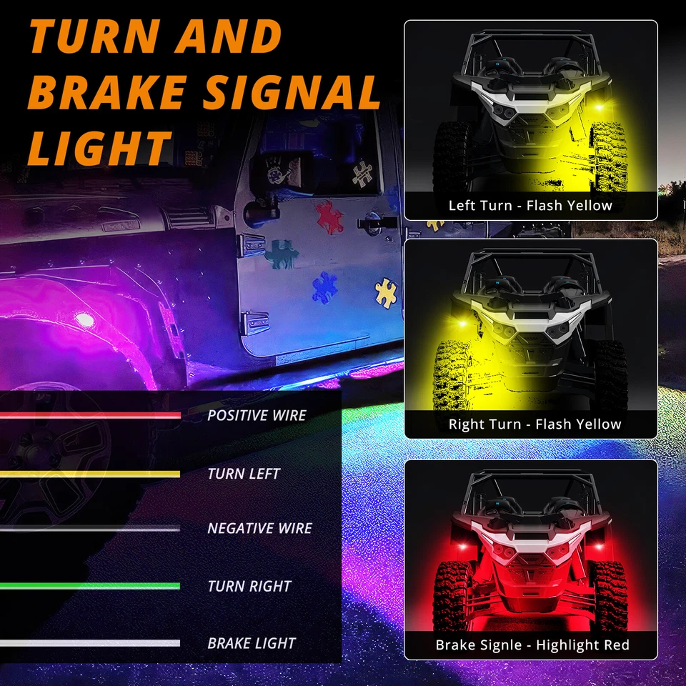 RGB LED Rock Lights Underglow Kit Neon Multi Color APP Remote for Dodge Durango - Imagem 4 de 4
