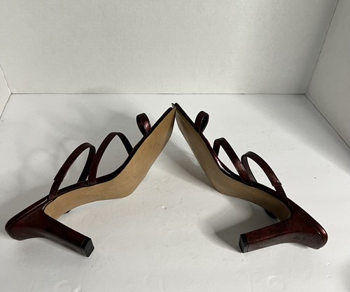 Vintage Pierre Dumas Women’s Red/Burgandy Sandal Slip On Slide Size 10 - Picture 5 of 5