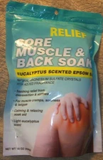 EUCALYPTUS SCENTED EPSON SALT RELIEF MUSCLE & BACK SOAK 16 oz  2 pk