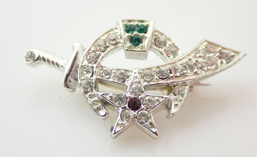 Vintage Shriners Scimitar Rhinestone Brooch Pin