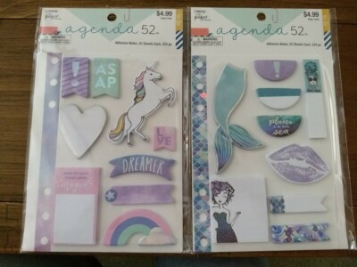 Paper Studio AGENDA 52 Adhesive Notes, 450 Pc, Mermaid Unicorn Lot of 2