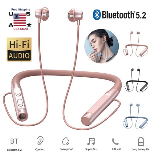 Bluetooth Neckband Headset Wireless Earphone Headphone Mic For iPhone & Android - Photo 4 sur 10