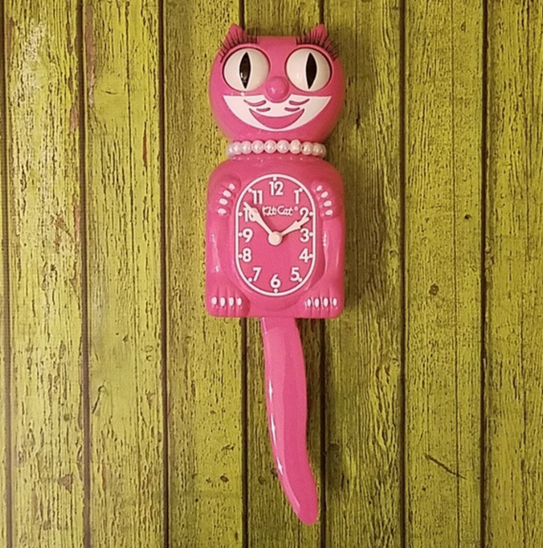RARE VINTAGE Retired Honeysuckle Pink Lady Kit Cat Klock Clock | eBay