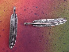 20 Feather Charms Bird Feathers Birds Wing Silver Charm Jewelry Making 2 1/4"