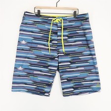 Prana Sediment Board Shorts Mens 38 Blue Print Stretch Lace Up