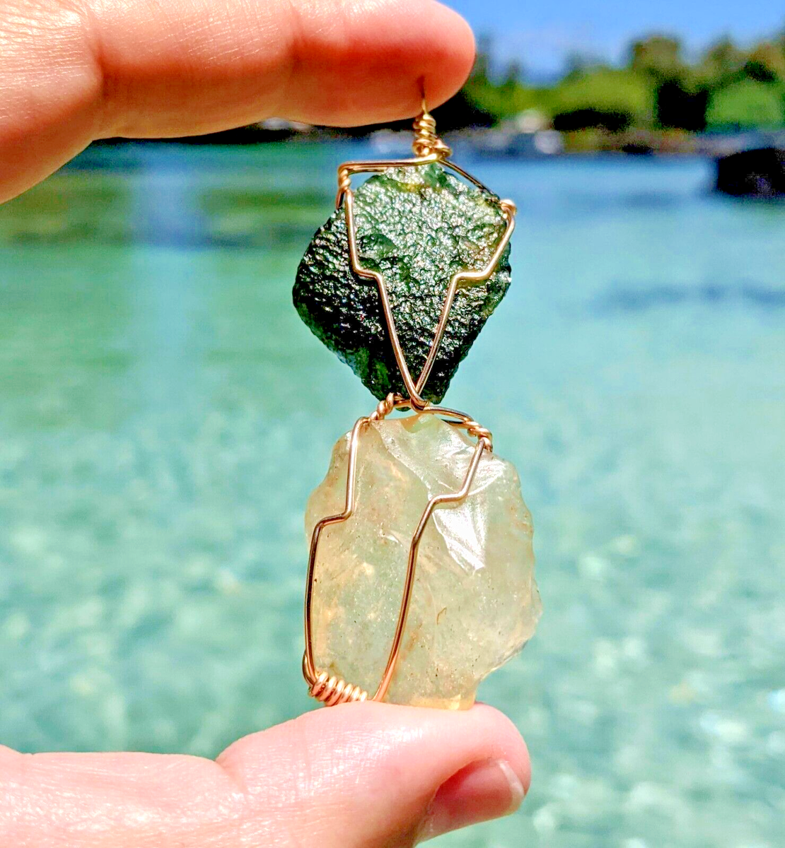 Wire Wrapped Moldavite Necklace Small Raw Moldavite Reiki Jewelry