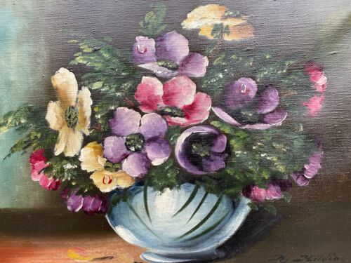 Impressionist Blumenstillleben mit Anemonen Ölgemälde Jugendstil 1921 - Bild 3 von 14