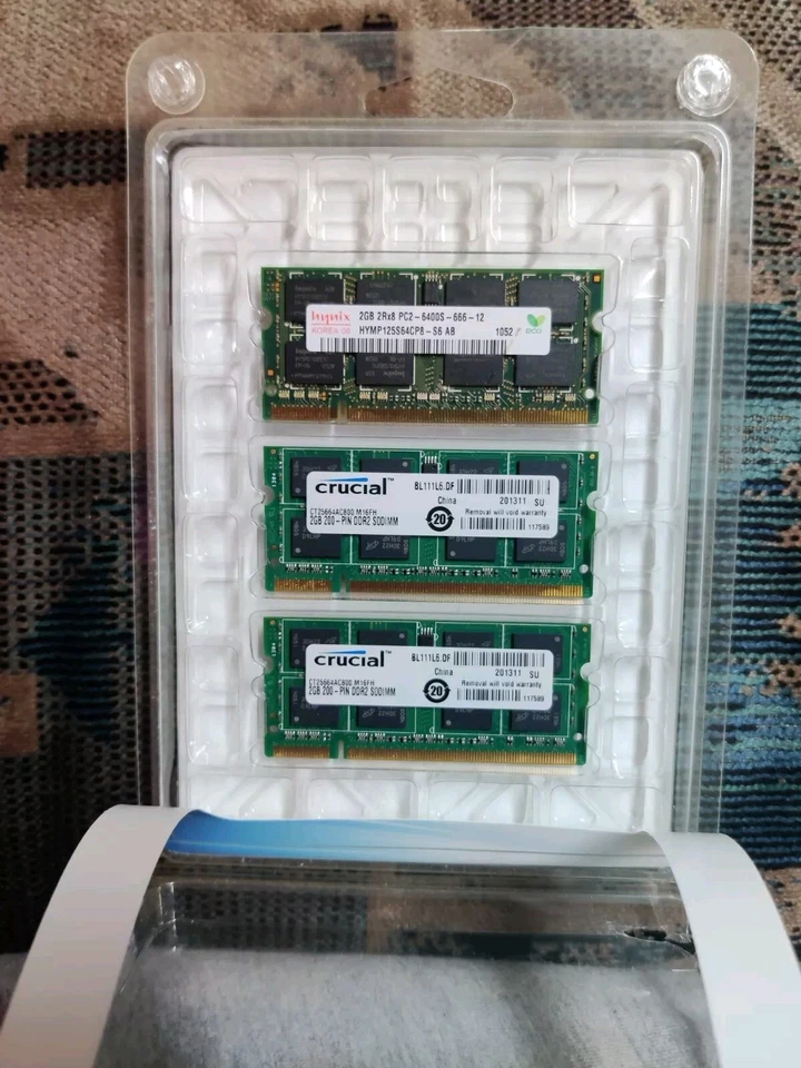 Crucial 2GB DDR2 200pin Sodimm UNBUFF PC2-6400 CL6 Memory RAM  CT2CP25664AC800 - Image 3 of 3