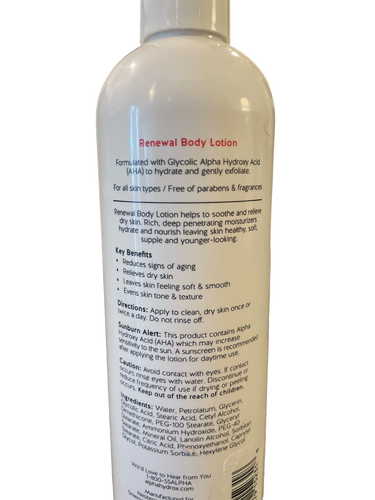 Alpha Skin Care Renewal Body Lotion, 12 Glycolic AHA, 12oz. reduces