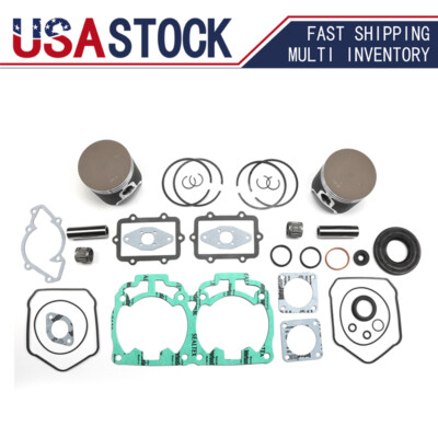 Fit SKI-DOO MXZ 800 TOP END REBUILD KIT DUAL RING PISTONS BEARINGS GASKETS 00-07