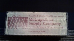 VINTAGE UNUSED METROPOLITAN BLACKBOARD CHALKBOARD FELT ERASER CEDAR RAPIDS IOWA