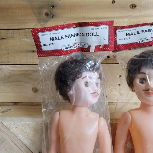 De colección (2) Fibra Artesanal 15"" Moda Muñeca Cuerpo Masculino Bigote Tejido de Ganchillo NUEVO - Imagen 4 de 13