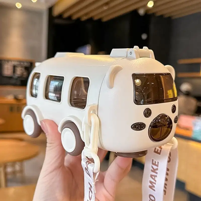 Homezo Bus Wasserflasche Für Kinder – 500 Ml, Auslaufsicher, Mit Trinkhalm & Tragegurt, Blau