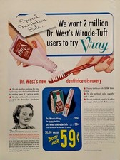 1941 DR West Vray Toothpaste Print Ad Vintage Ephemera Wall Art Decor