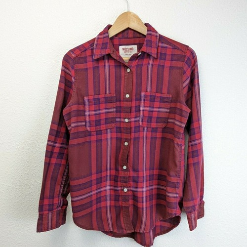Mossimo Womens Red Plaid Flannel Button 
