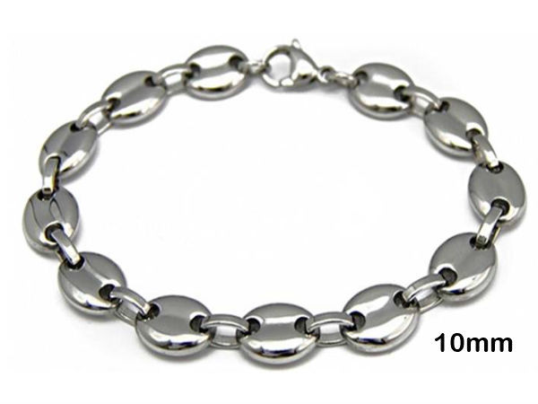 Armband für Männer Stahl Massiv Kette Korn Von Kaffee Billig 20CM 10mm 037