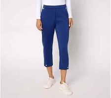 844 Isaac Mizrahi Live Petite Clubhouse Scuba Knit Crop Pants Petite M