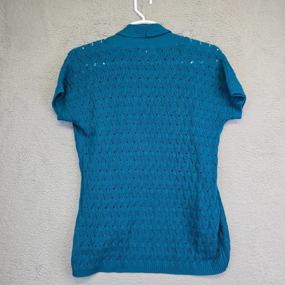 Liz Claiborne Cárdigan Chaleco Mujer S Azul Blanco Lote de 2 Pescador Cable Tejido Foto 3 de 4