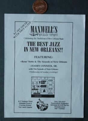 1990s New Orleans Louisiana Maxwell's Toulouse Cabaret Jazz Restaurant leaflet--