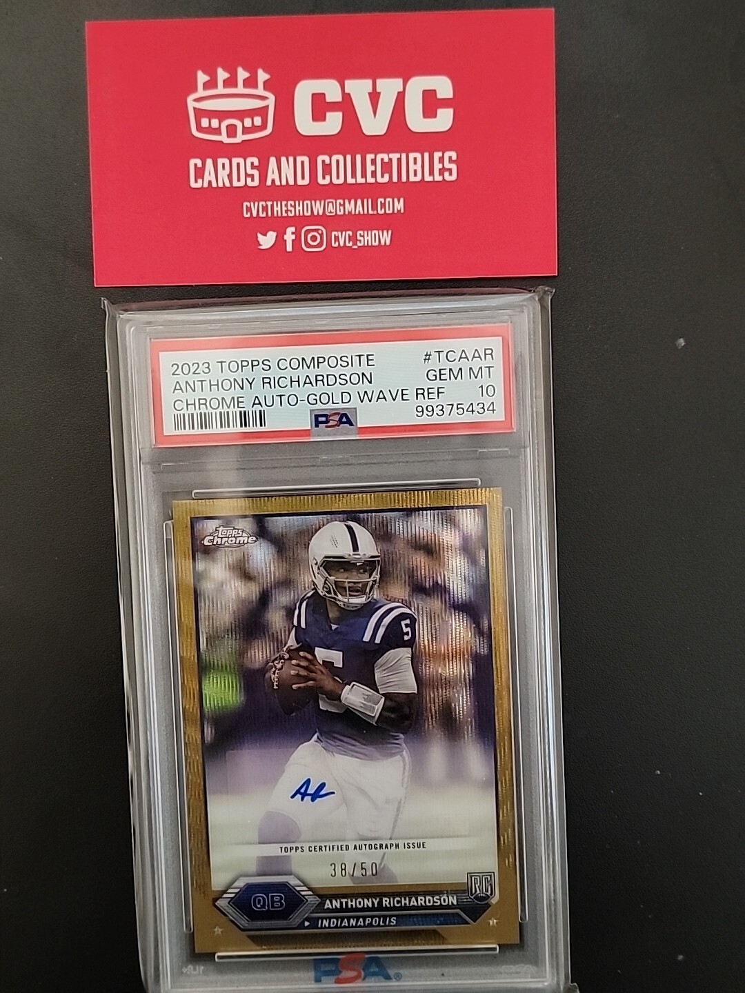 2023 Topps Composite Chrome Anthony Richardson Rookie Auto Gold Wave 38/50 PSA10