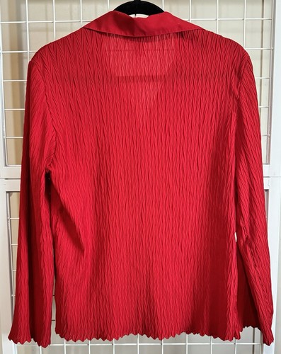 Dressbarn Red Button Down Blouse Christmas Holidays Valentine’s Day 14/16 - Picture 2 of 7
