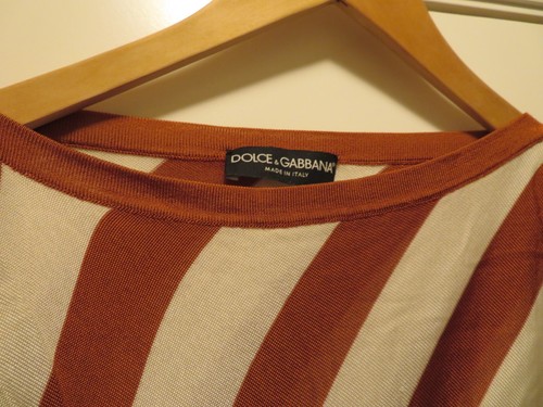DOLCE & GABBANA Women's Orange Striped Boat Neck Top Shirt 42 Authentic Italy - Picture 10 of 14