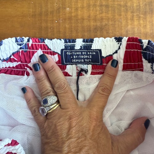 Men Swim Trunks Classic cut L Vilebrequin Panda red NWT - Picture 2 of 5