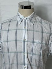 Banana Republic Men Soft Wash White Plaid Short Sleeve Button Down Shirt Size M