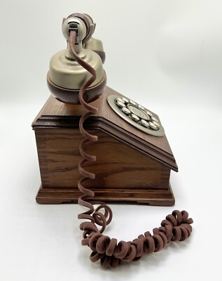 Vintage Western Electric Wood Grain French Cradle Cloth Cord Desk