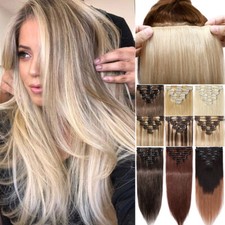 CLEARANCE 100 Human Hair Extensions Clip In Remy Hair 8 Pieces Full Head Colors