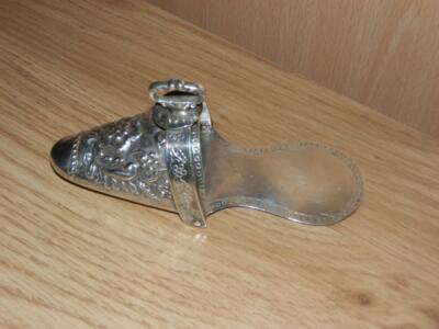 ANTIQUE FLORAL STERLING SILVER 925 HORSE SLIPPER SIDE SADDLE