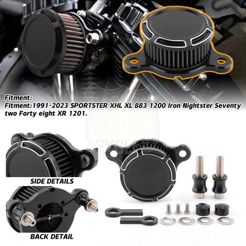 Beveled Mini Air Cleaner Intake Filter For Harley Sportster XL883 1200 1991-2023 - Picture 3 of 11