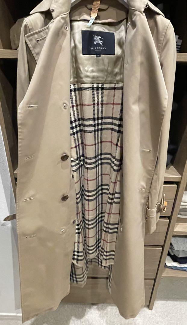 Burberry Beige Classic Trench Coat 36 With Check Liner