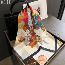 100% Mulberry Silk 27" Square Scarf Women Neckerchief Wrap Multiple styles