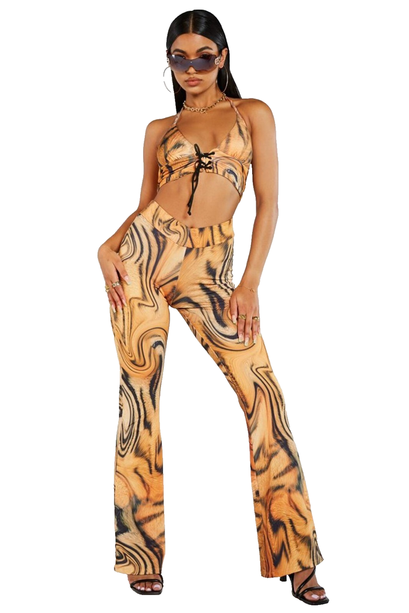 Jaded London Flared Bootcut Pull On Women Pants Size USA 6 Tiger