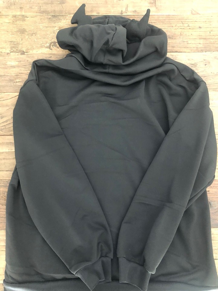black hoodie mens Medium With Devil Horns eBay