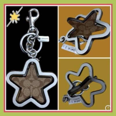 Coach Signature Spinning Star Keychain Tag Bag Charm C7098 NWT 